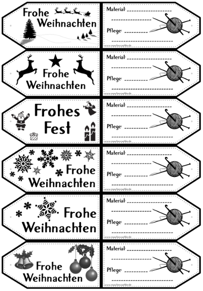 Geschenkanhänger für Selbstgehäkeltes - Weihnachten - Druckvorlage