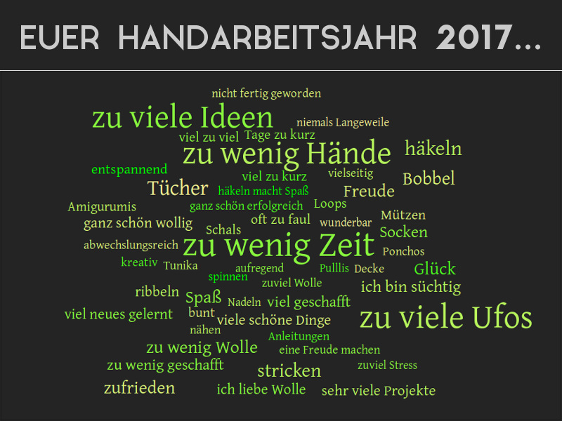 Zusammenstellung der häufigsten Antworten zum Handarbeitsjahr 2017